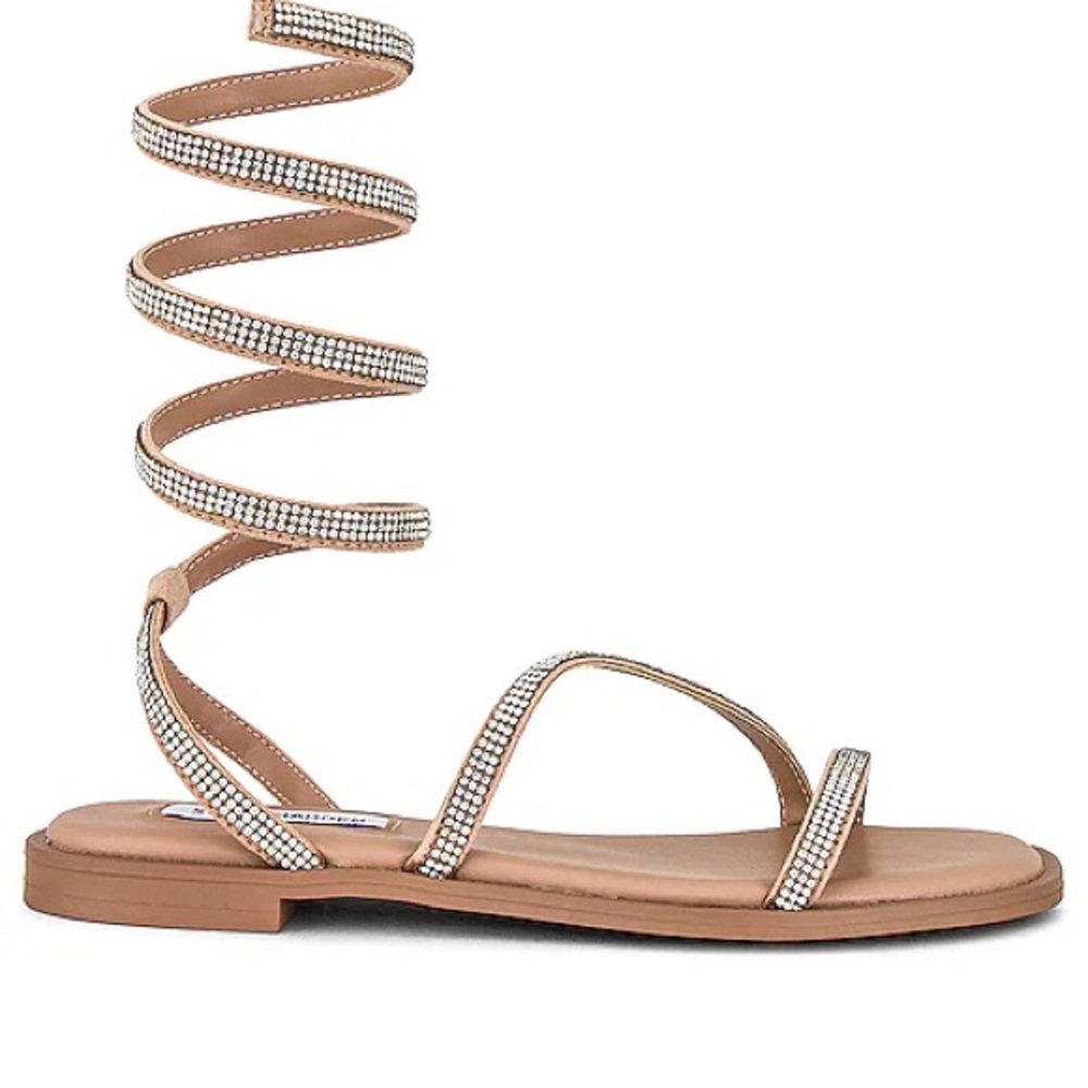 Steve Madden Crystals Tan Strappy Sandals